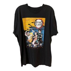 Demon Slayer Kimetsu no Yaiba Graphic T-Shirt Black Anime Tee Size XL
